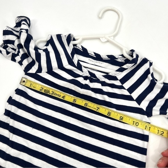 HEALTHTEX Girl's White & Navy Blue Stripe Cold Shoulder Tunic Top Size 3T - Picture 8 of 9